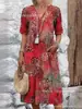 Amazon 2024 - Vestido informal de verano con cuello en V y estampado europeo y americano para mujer, servicio a domicilio, comercio exterior