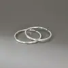 Anillo Nalan de Plata de Ley S925 Estilo Coreano Simple Textura Martillada Cepillada Estilo Frío Discreto Combinación para el Trabajo R03932