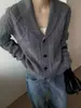 Cardigan de estilo 'old money' coreano para mujer, otoño 2026, cuello retorcido, 100% lana, abrigo suéter grueso de punto de cachemira para otoño e invierno