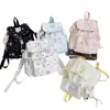 Mochila tipo flip-top con degradado de estrellas estilo coreano, mochila escolar para estudiante estilo chica suave, mochila ligera de cordón para viaje informal