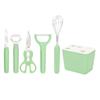 Juego de 6 Gadgets de Cocina para Uso Doméstico: Tijeras de moda, Cuchillo para frutas, Batidor de huevos, Abrebotellas, Pelador con soporte de almacenamiento