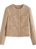 Venta al por mayor transfronteriza Aliexpress Ropa europea y americana 2023Chaquetilla corta tejida de tweed francés Zrura