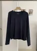 KEKEZOON Nuevo Otoño Manga Larga Ajustado Versátil Cuello Redondo Color Sólido Camiseta de Manga Larga Top para Mujer 8714