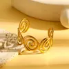Pulseira Aberta de Aço Inoxidável com Design Único de Ondas d'Água e Emendas Geométricas Irregulares, Estilo Lava, Moda Europeia e Americana Transfronteiriça