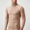 Outono/Inverno 2026 Comércio Exterior Transfronteiriço Suéter Masculino de Gola Alta Moda Europeia e Americana Masculina Suéter de Tricô Cor Sólida Pulôver Camada Base