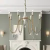 Lustre de Ferro Forjado Estilo Americano Vintage Lâmpada Artística para Sala de Jantar Velas Lâmpada Simples para Casa Lustre Luxuoso de 8 Braços para Sala de Estar