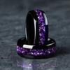 Novo Anel Elegante Preto 2024 com Detalhes Florais Roxos e Acentos de Gelo Azul, Padrão Floral Preto Azul-Roxo de 8mm