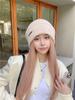 Sombrero de punto de lana grueso de estilo japonés de circunferencia de cabeza grande suelto para mujer invierno que hace que la cara se vea pequeña cálido orejeras sombrero de pila moda para hombre