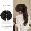 Presilha Banana Preta de Cetim Francês Tamanho Grande Elegante para Parte de Trás da Cabeça Rabo de Cavalo Simples Versátil Acessório de Cabelo Headwear