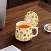Taza de Cerámica con Tapa, Caja de Regalo con Quemador de Incienso, Taza de Té para Oficina Tendencia Nacional, Set de Regalo Souvenir de Negocios