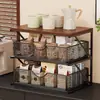 Estante de almacenamiento de escritorio para sala de estar, estante de almacenamiento tipo cajón para cafetera, caja de almacenamiento multicapa para snacks y tazas para cocina