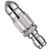 Bico de Rato d'Água Aço Inoxidável 1/4 Plug Rápido Um Frontal Seis Traseiros Bicos Limpeza e Desobstrução de Tubos de Esgoto 5000Psi