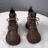 Botines estilo Martin para mujer de suela gruesa, suela plana, nuevo estilo 2026, versátiles para otoño e invierno, adecuados para mujeres petite, estilo británico, forrados de felpa, engrosados y cálidos