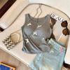 Design Sense Nicho Gris Lazo 2024 Nuevo Estilo Chaleco de Hombro Ancho con Almohadilla en el Pecho Cintura Plisada Adelgazante Espalda Hermosa para Mujeres