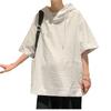 Camiseta de manga corta con capucha para hombre, suéter de verano de estilo universitario holgado retro americano de moda para jóvenes japoneses para hombres