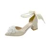 2025 Nueva Moda Correa de Lazo Hueca Zapatos de una Sola Tira para Mujer Punta Poco Profunda Boca Strass Zapatos de Novia para Boda