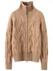 Suéter de Cachemir Grueso de Punto Grueso con Cuello Alto, Cremallera Doble, Elegante, Holgado, para Mujer, Capa Base de Otoño e Invierno