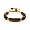 Pulseira de contas de pedra natural olho de tigre e ametista mais vendida internacionalmente com pingente longo da moda e pulseira de pulso ajustável, atacado do fabricante