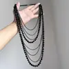 Collar de Cuentas Estilo Punk Oscuro Europeo y Americano con Diseño de Borla Multicapa, Cadena Elegante, con Estilo, de Alta Gama y Versátil para la Clavícula