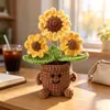 Adorno de Planta en Maceta Rosa Tejido a Mano Lindo con Manos y Pies Flor de Hilo Maceta Muñeca Decoración Creativa de Escritorio