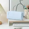 Estuche de Seersucker de Venta Caliente Transfronterizo Organizador de Escritorio para Estudiantes Bolsa de Papelería Gran Capacidad Raya Bordada Bolsa de Almacenamiento para Viajes