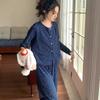 Yunduo Algodón Estilo Coreano Niña Dulce y Linda Pijama de Manga Larga Conjunto Casual para el Hogar de Primavera y Otoño Venta al por Mayor Transfronteriza