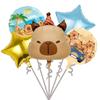 Globo de Papel de Aluminio con Forma de Capibara Marrón de Dibujos Animados Transfronterizo Tema Kabibala Traje para Fiesta de Cumpleaños Ceremonia