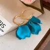 Pendientes de Gancho de Oreja con Forma de Hoja Ovalada de Resina Europea y Americana, Pendientes Pequeños Frescos de Verano, Pendientes con Sentido de Diseño de Nicho, Accesorios para Mujeres