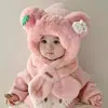Bufanda para Niños con Gorro Calentador de Cuello Integrado para Bebés en Otoño e Invierno, Gorro Engrosado a Prueba de Viento con Protección para las Orejas para Niños y Niñas