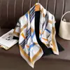 Moda Comércio Exterior 90 Lenço Quadrado Grande Corrente Seda Versátil Padrão Espinha de Peixe Xale Lenço Lenço Estampado Retrô Lenço de Cabeça Lenço