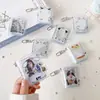 Álbum de Fotos Mini Transparente de Trébol de Cuatro Hojas de Dibujos Animados de 2 Pulgadas Llavero Colgante Creativo de Boutique Portatarjetas de Pegatina de Cabeza Grande para Estudiante