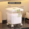 Contenedor de Almacenamiento de Arroz de Gran Capacidad para el Hogar de 25 kg, Sellado, a Prueba de Humedad, a Prueba de Insectos, con Ruedas, Contenedor de Almacenamiento de Cocina Transparente