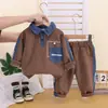 Conjunto de Primavera y Otoño para Niños 2026 Nueva Moda Bebé Camisa POLO Manga Larga Conjunto de Dos Piezas Infantil Sudadera Casual Tendencia