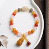 Processamento e Personalização Pulseira de Jade de Seda Dourada de Xinjiang Pulseira de Contas Tambor Pulseira de Contas Abóbora Pulseira Pixiu de Topázio para Mulheres