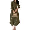 Chic Coreano2026 Estilo Nuevo Primavera y Otoño Elegante Francés Madura Suave Vestido de Largo Medio con Lazo en la Cintura para Mujer