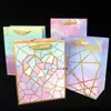Sacola de Papel Personalizada Luxo Moda Gradiente Roxo Estampagem a Quente Dia dos Namorados Bolsa de Presente Romântica Bolsa de Mão de Papel Devolução