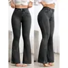Em Estoque Novos Modelos Jeans Feminino Estilo Europeu e Americano Cross-Border Aliexpress, Calças Flare Slim Fit Elásticas, Calças Micro Flare de Cintura Alta Levanta Bumbum