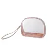 Bolsa de maquillaje transparente, set de almacenamiento de artículos de tocador de PVC, bolsa de almacenamiento portátil de gran capacidad para viajes, bolsa para natación y fitness