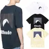 Exportación Transfronteriza Marca de Moda Americana Rhude Diseño Camisetas de Manga Corta para Hombre y Mujer High Street Sueltas Casuales Algodón Puro Estampadas
