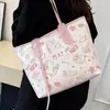 Bolsa tote simples de grande capacidade para mulheres, nova moda 2026 estampa graffiti, bolsa de ombro versátil para o dia a dia para mulheres