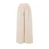 2026 Otoño Temprano Nuevos Pantalones de Pierna Recta Ajustados de Lino Tencel Elegantes de Cintura Alta con Botones Versátiles Casuales Largos hasta el Suelo