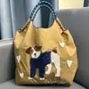Bolsa de Lona Bordada Ecológica Grande Capacidade Nylon Transversal Tote Bolsa de Ombro para o Dia a Dia Compras Bolsa Tote