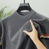 Suéter Pulôver Masculino de Gola Redonda Outono e Inverno 2024 Bordado Quente Tricotado Moda Camiseta Base Interna Amigável à Pele Tendência