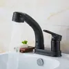 Cuerpo de cobre completo tipo extraíble de doble agujero para lavabo grifo de agua fría y caliente lavabo de tres agujeros lavabo lavabo elevable cabezal de ducha telescópico