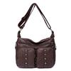Bolsa feminina de couro puro transfronteiriço, grande capacidade, bolsa transversal de ombro, moda multifuncional, bolsa de mãe de meia-idade, mochila feminina, atacado