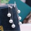 Brincos de Prata 925 com Franja Três Contas Pequeno Pino de Orelha Pino Vazio brincos diy Acessórios de Fivela de Orelha de Pérola Artesanal Semi-acabados