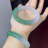 Pulsera de jade con degradado de ágata y calcedonia con medio paisaje verde y aceite de hielo natural, pulsera de jade para mujer, regalo de joyería