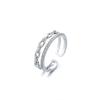 Anillo de Circonita de Doble Cadena Estilo Japonés y Coreano Simple Moderno Elegante Personalizado Diamante Flash Asimétrico Anillo Doble Abierto Anillo de Dedo
