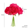 Buquê de Flores de Peônia Simuladas com 6 Cabeças, Amarrado à Mão, Flores de Peônia Artificiais Grandes para Decoração de Casa, Suprimentos para Casamento, Enfeites para Sala de Estar