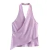 Moda Europeia e Americana Transfronteiriça Influenciador Moda Ins Venda Quente Tendência Casual Seda Cetim Gola Halter Top
